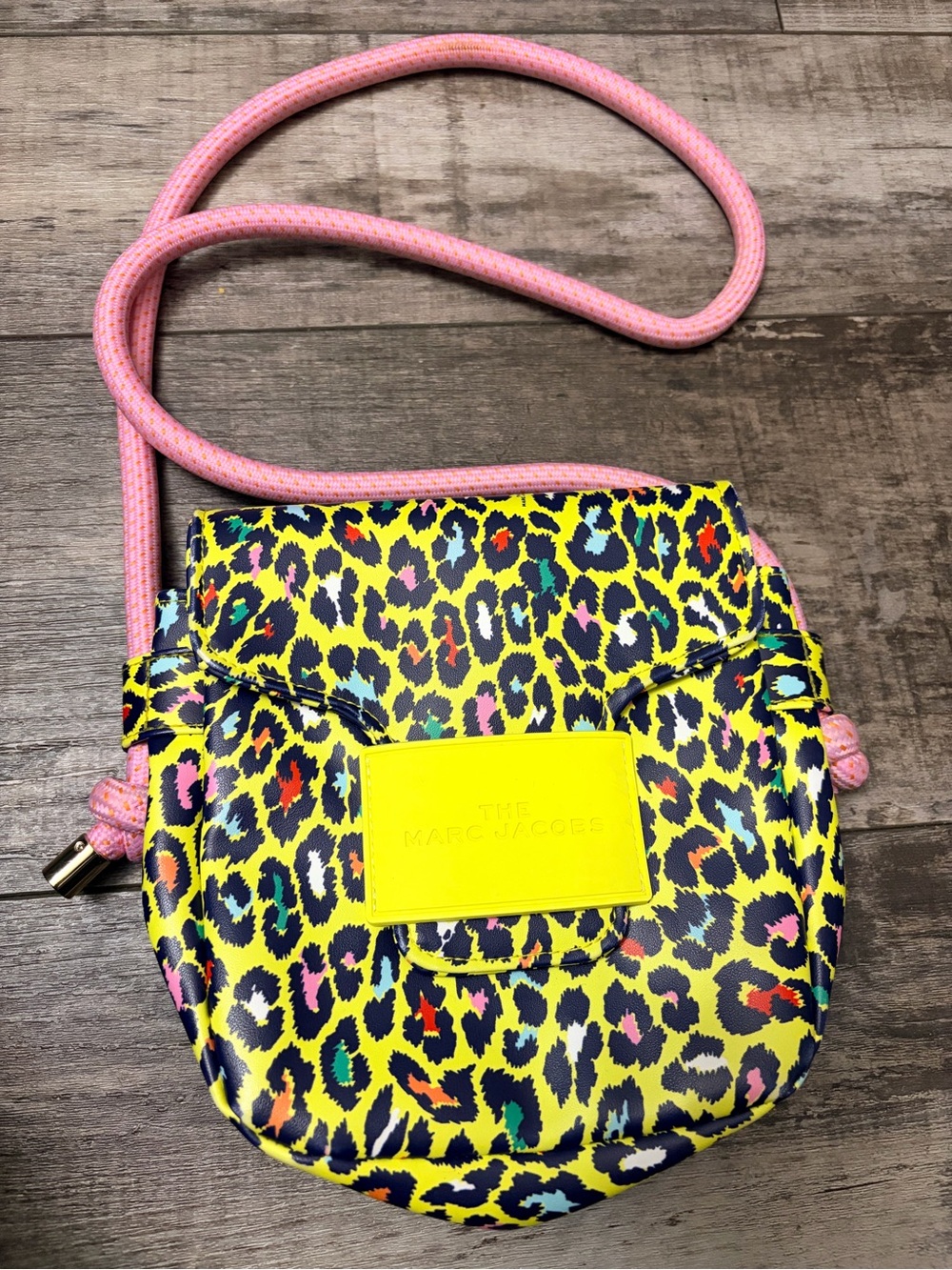 Marc Jacobs Neon Leopard Print Crossbody - Yellow with Pink Strap